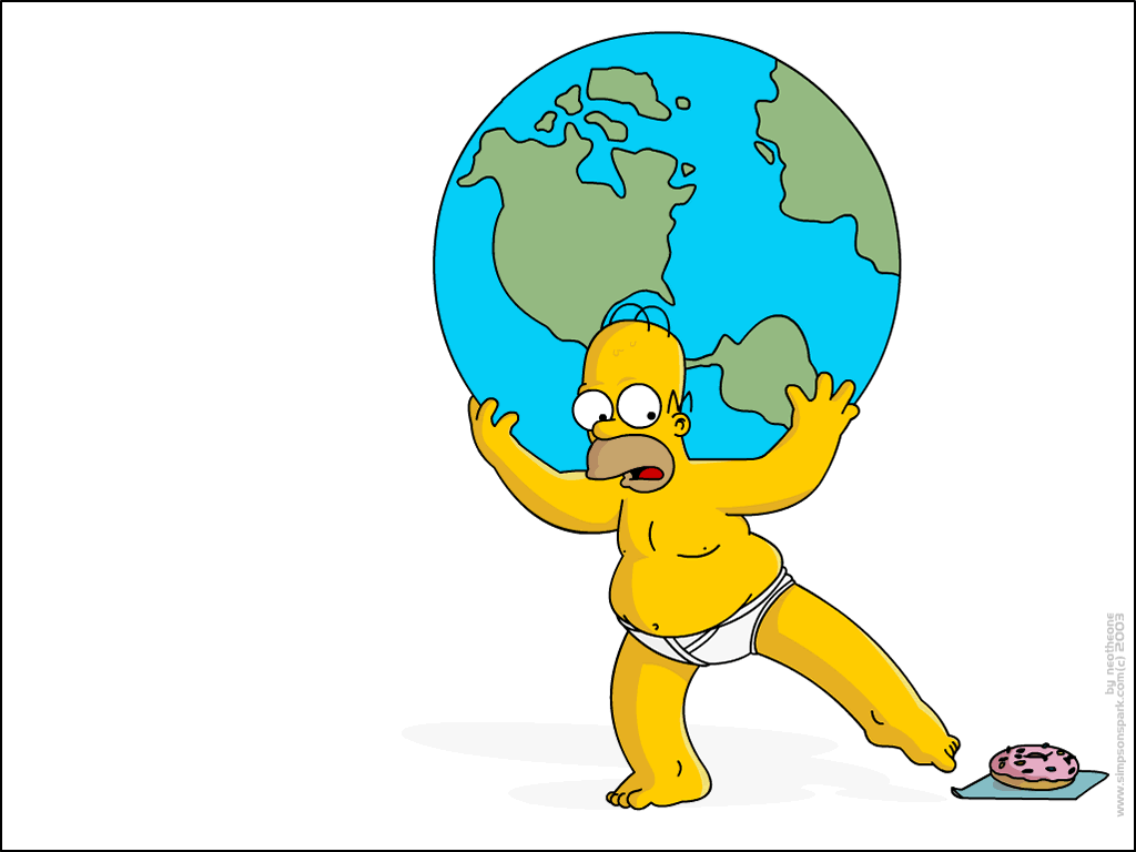 Homer drží globus